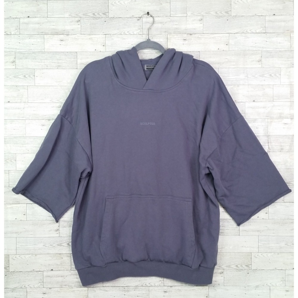Sculpted Men's Grey Hoodie Relax Fit Sweatshirt Size Large L